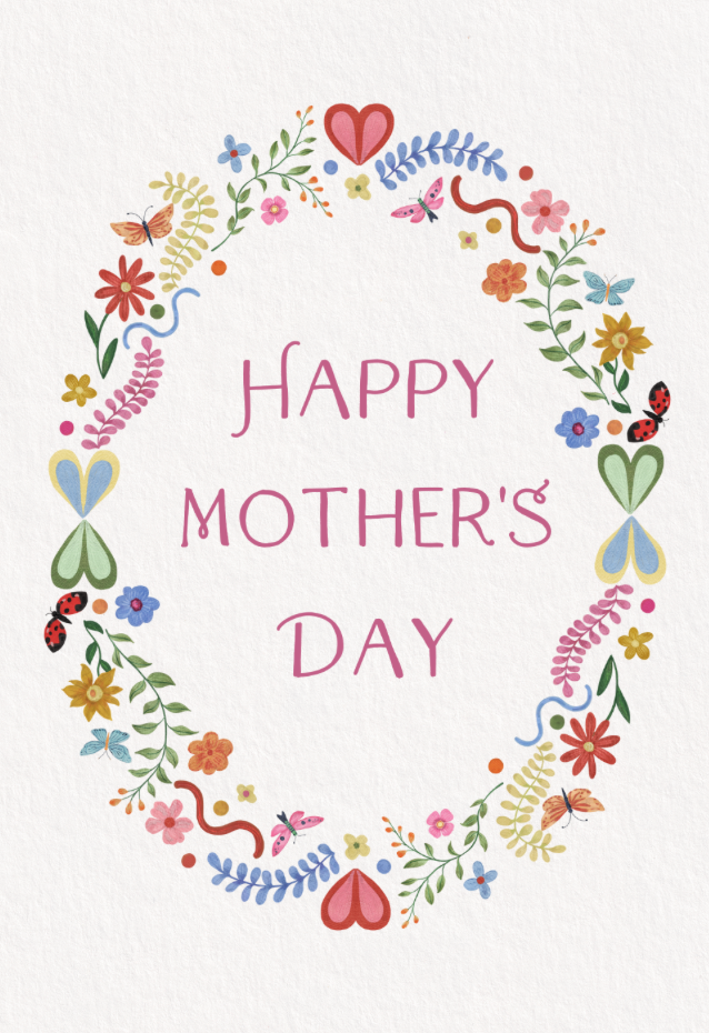 Petimo - Folklore Happy Mother's Day Floral Foliage Wreath Card - More Than Just a Gift | Narborough Hall