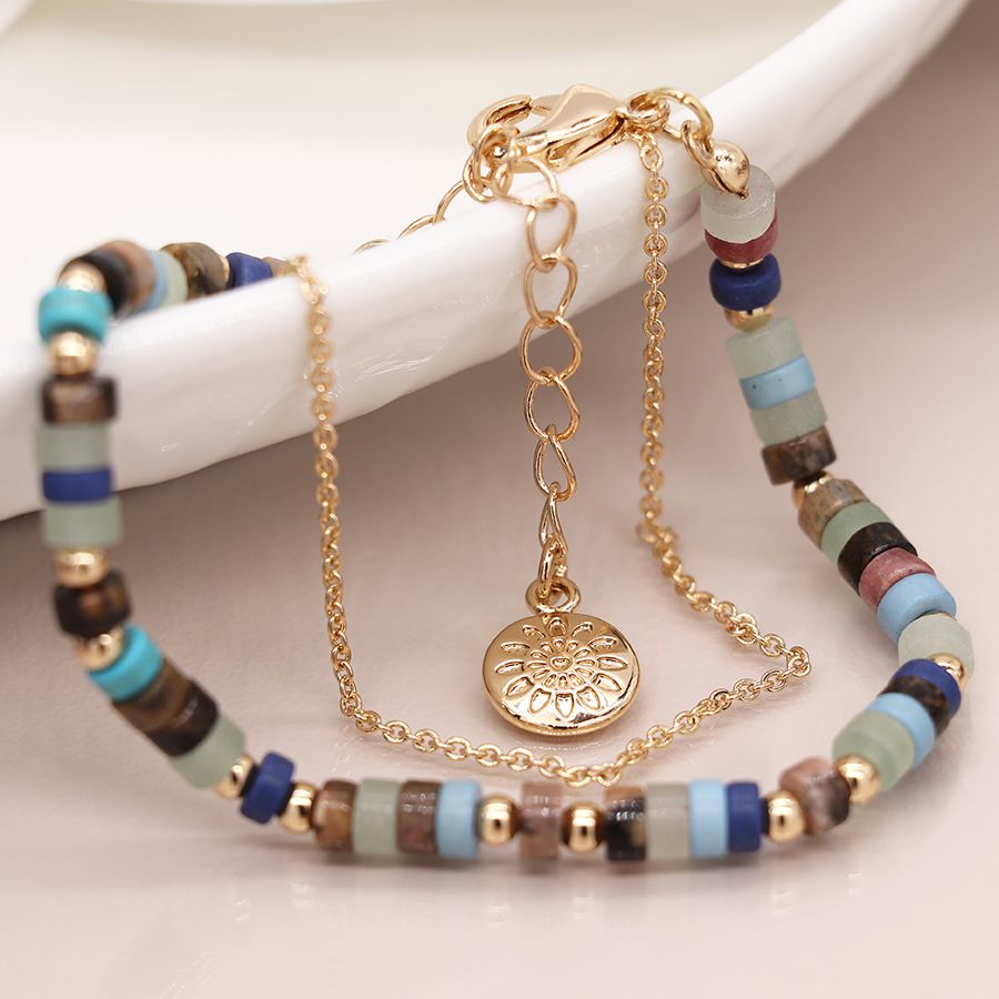 POM Golden Chain And Mixed Bead Bracelet