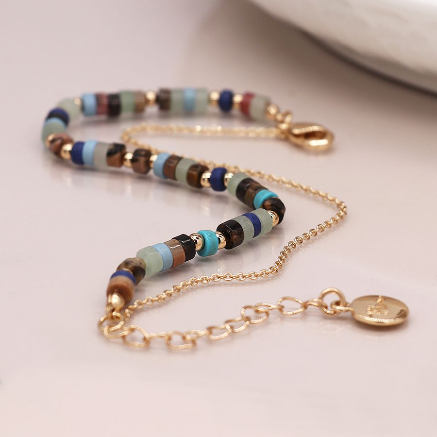 POM Golden Chain And Mixed Bead Bracelet