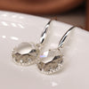POM Silver Plated Large Round Faceted Crystal Earrings