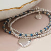 POM Silver Plated Bead bracelet with Heart Charm