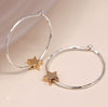 POM Silver plated organic hoop and golden star earrings