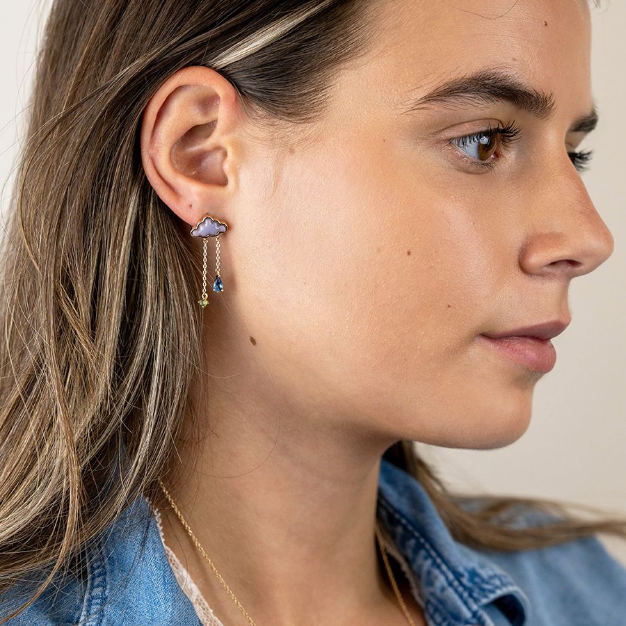 POM Golden Cloud and Crystal Raindrop Earrings