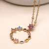 POM Golden decorative circle necklace with mixed crystals