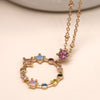 POM Golden Decorative Circle Necklace with Mixed Crystals