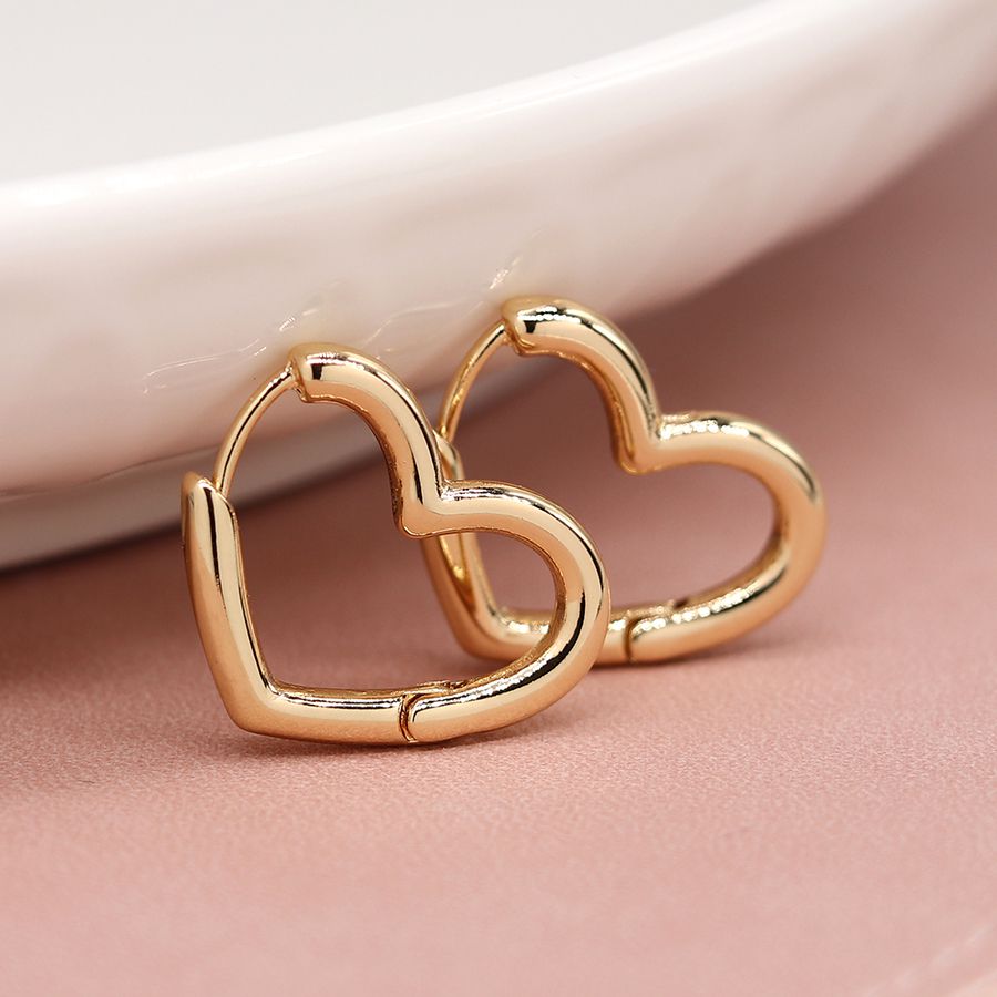 POM Faux Gold Plated Heart Shaped Hoop Earrings