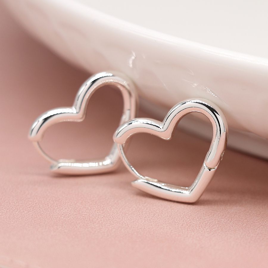 POM Silver Plated Plated Heart Shaped Hoop Earrings