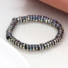 POM Metallic Black and Crystal Edged Disc Bead Stretch Bracelet