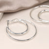 POM Silver Plated double Circle Hoop Earrings