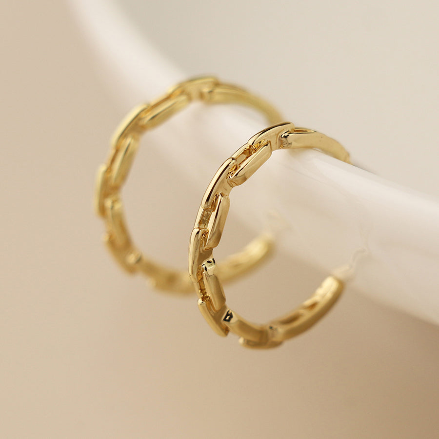 POM Golden Link Hoop C-post Earrings