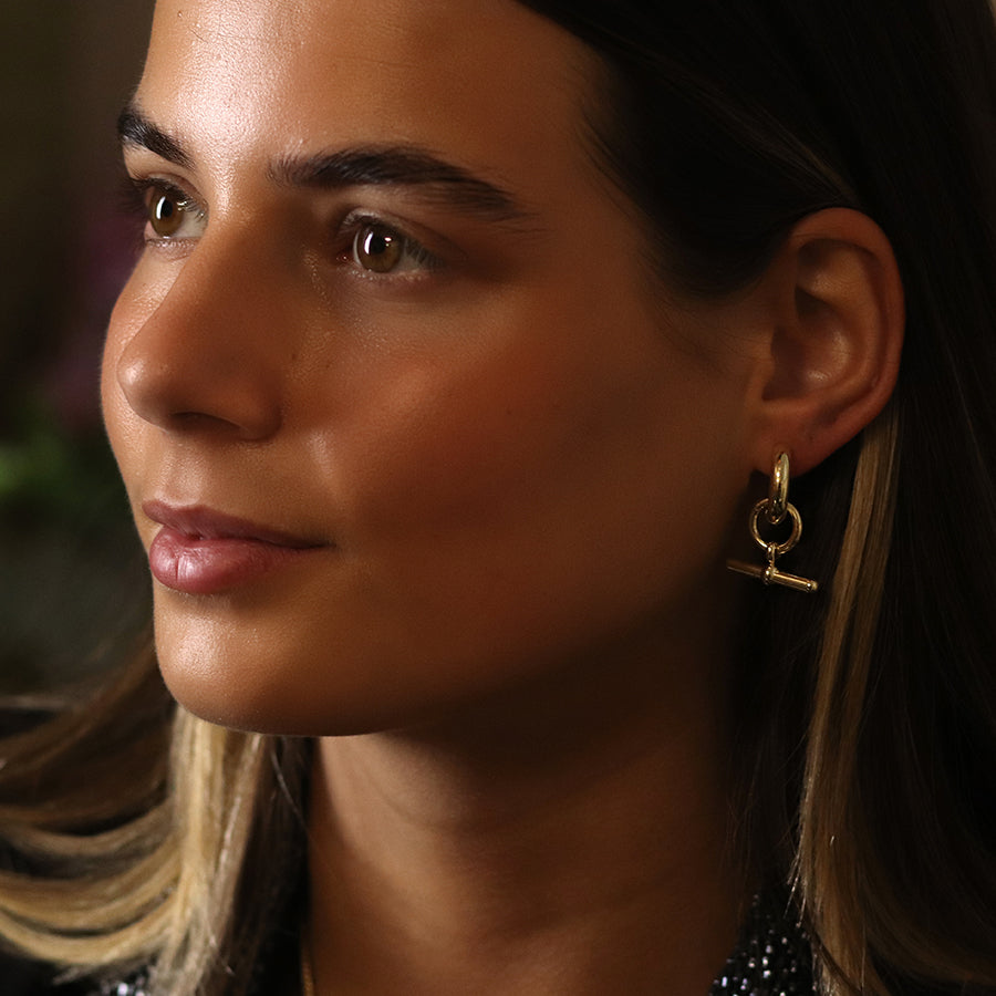 POM Golden Chunky Hoop and T-bar earrings