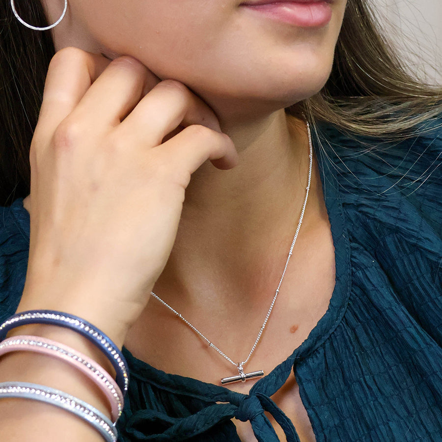 POM Silver plated t-bar necklace