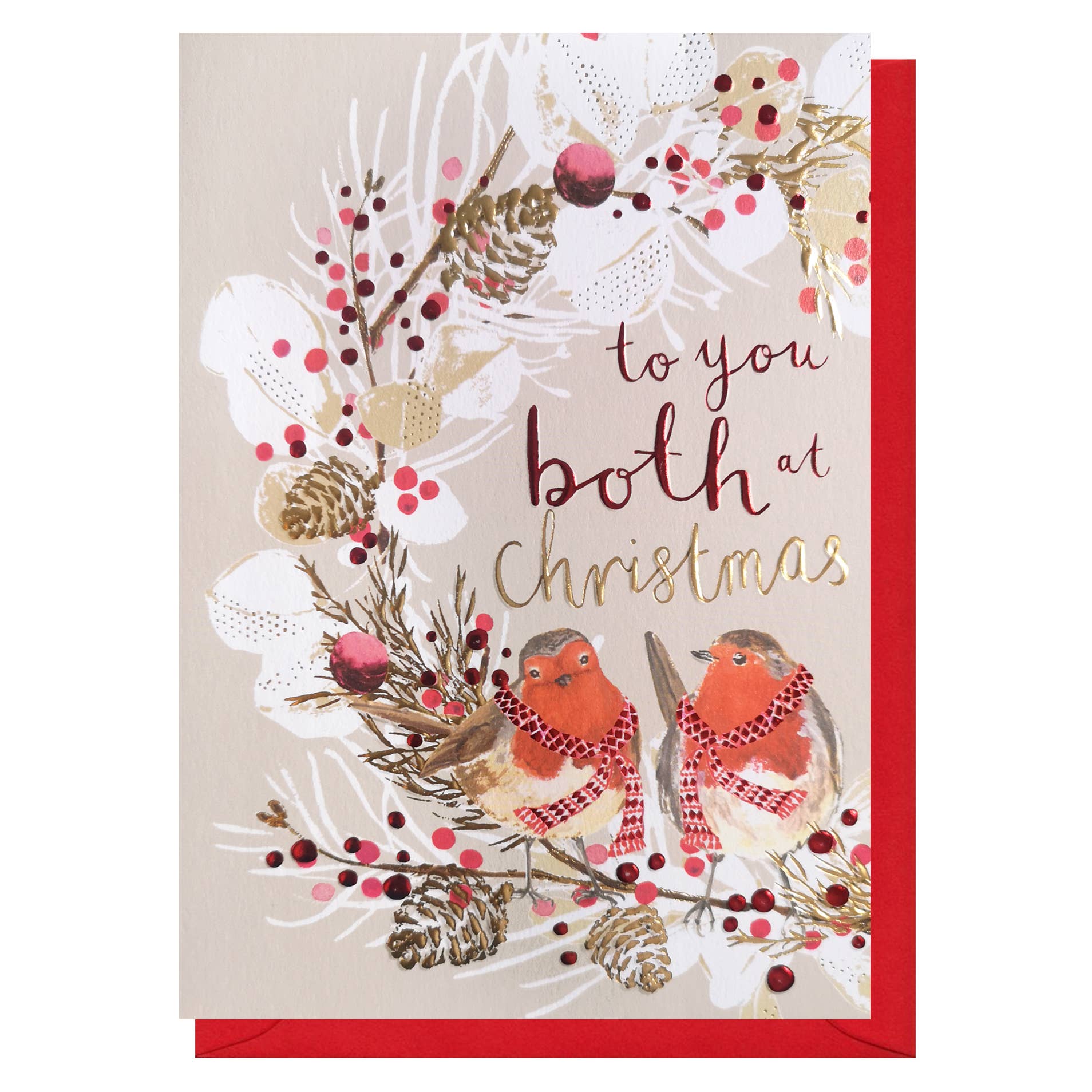 Louise Tiler - To You Both At Christmas Robins & Wreath