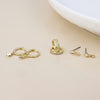 POM Laura Golden crystal polygon drop, stud and hoop earrings set