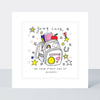 Pocket Rocket Good Luck 1st Day Pink Rucksack Card