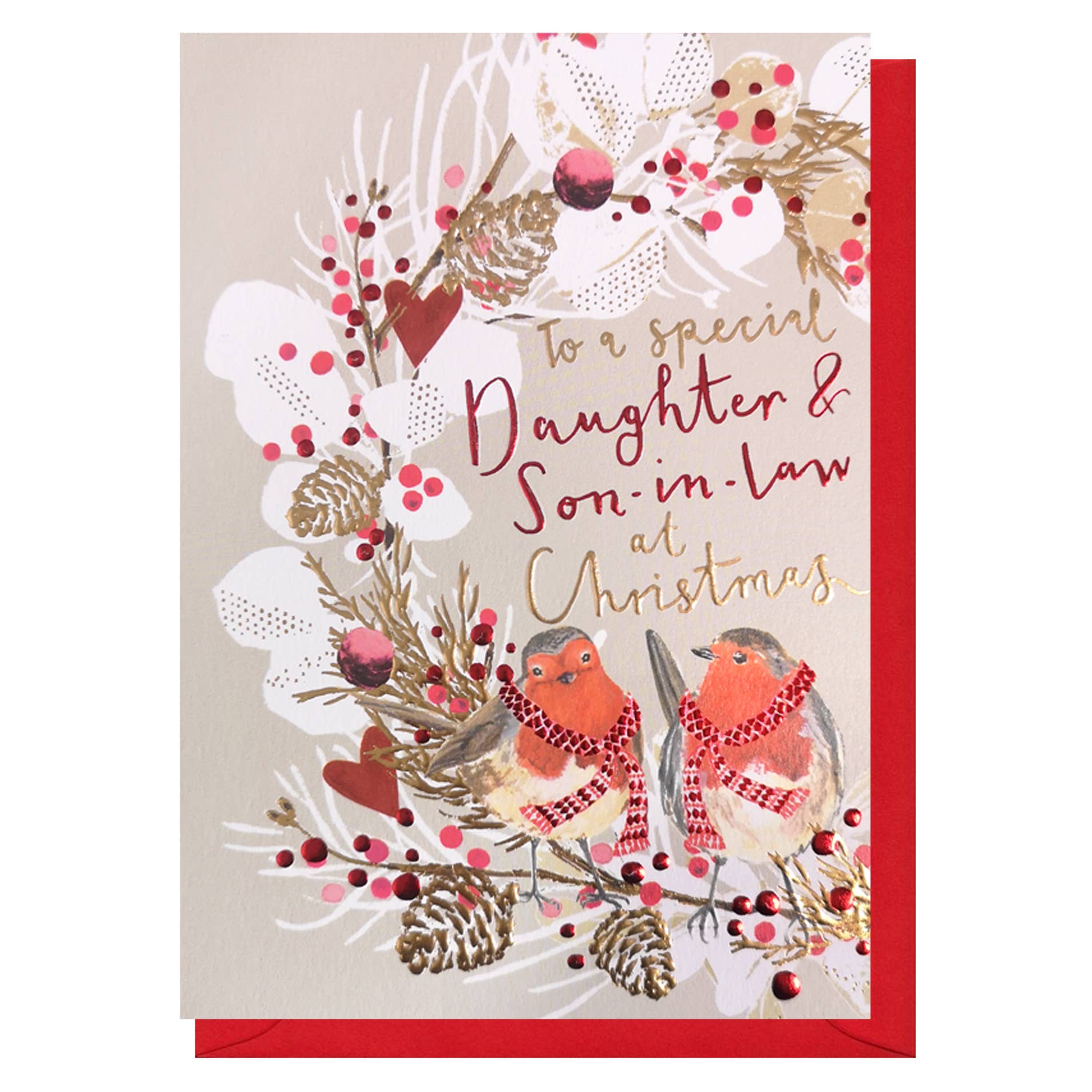 Louise Tiler - Daughter & Son-in-Law Christmas Robins Card