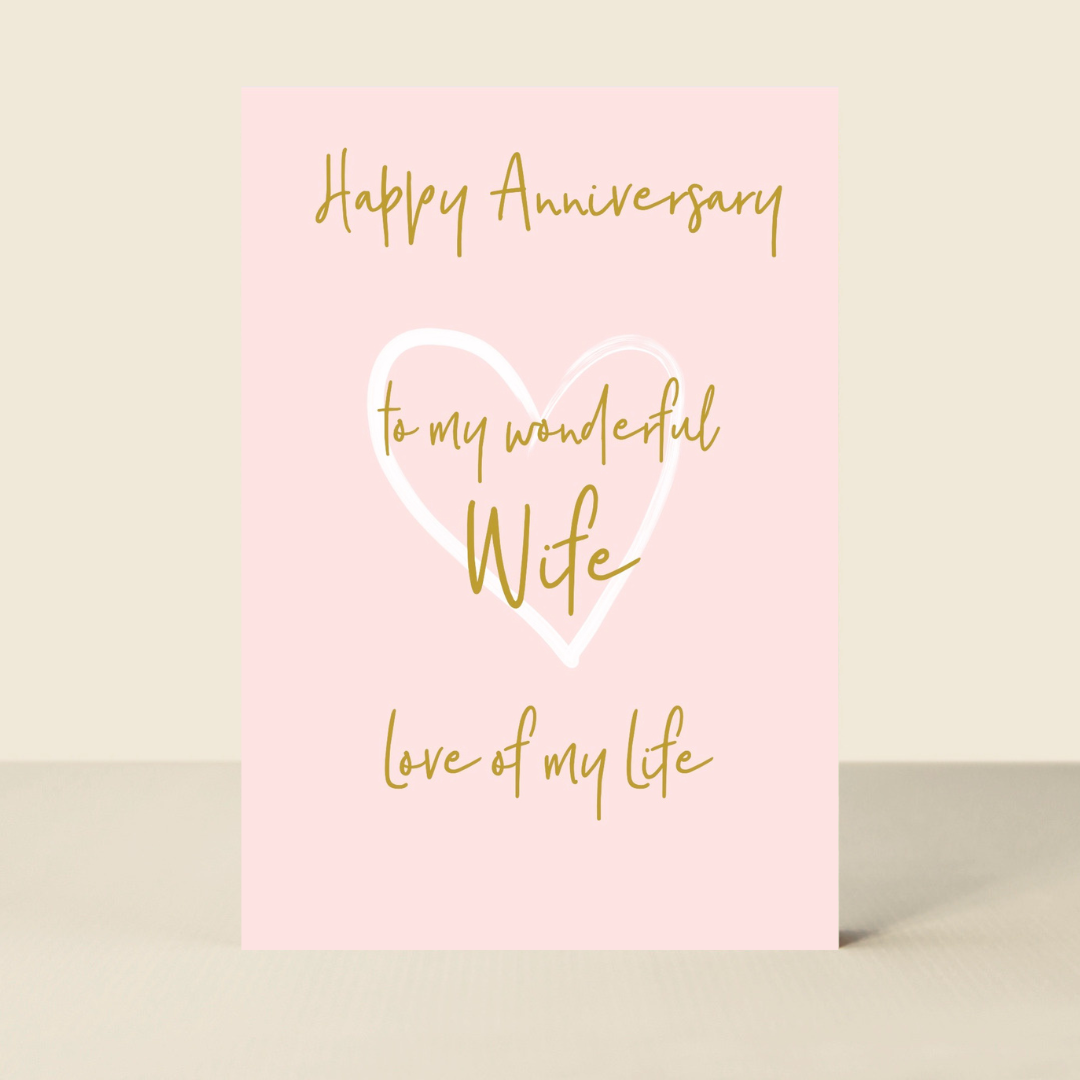 Petimo - Wife Anniversary Wonderful You Pink Gold Foil Card