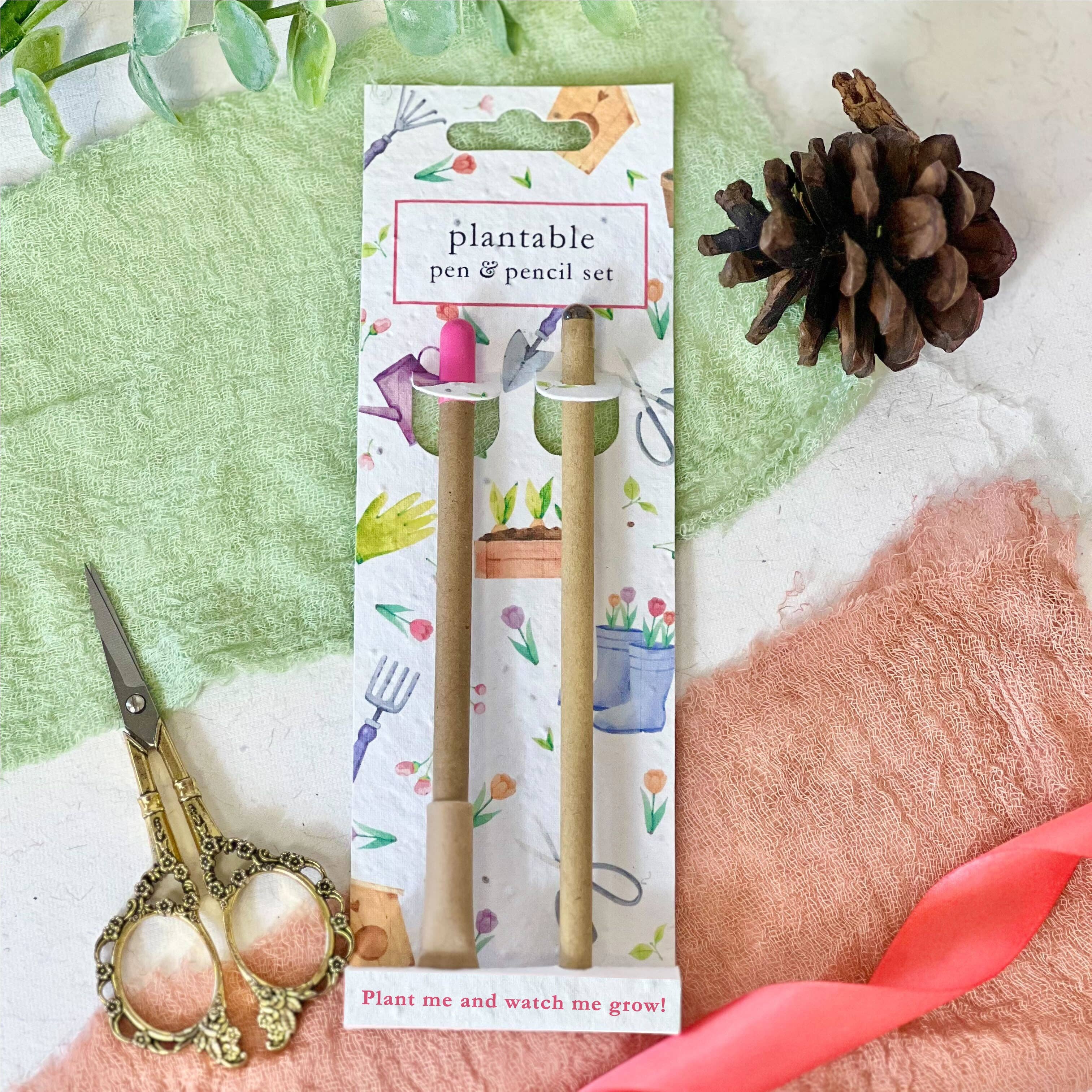 Little Green Gifts - Pen & Pencil Set - Choice Of Designs (TU-6): 003 - Blushing Blooms - More Than Just a Gift | Narborough Hall