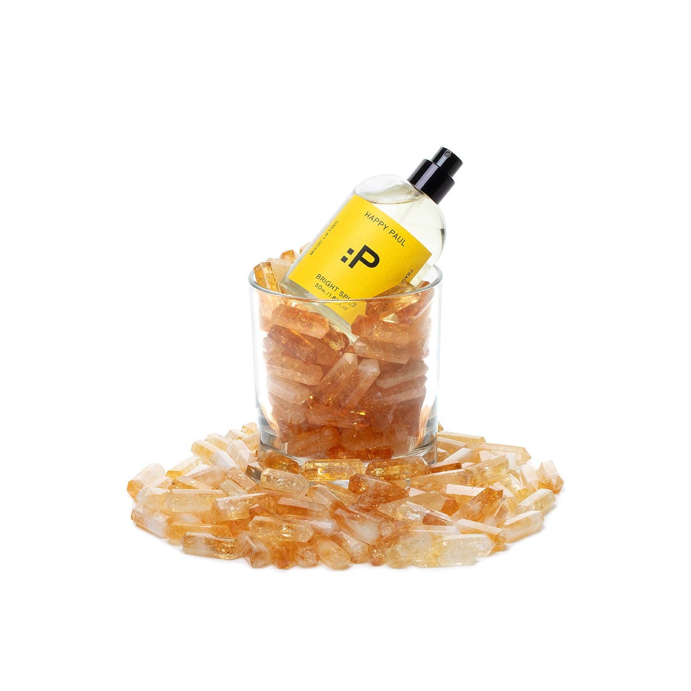 Happy Paul : Mood Lifting Fragrance Blend - Bright Spice Fragrance 50ml infused with a citrine crystal