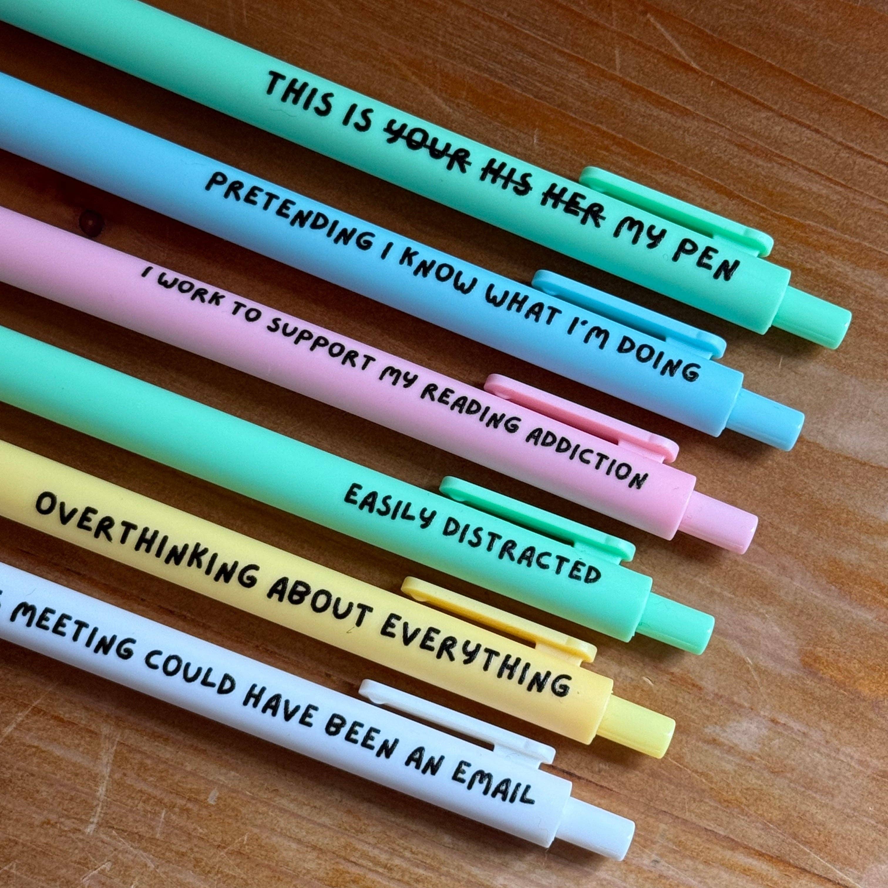 Quirky Doodles - Funny Quote Pens: White