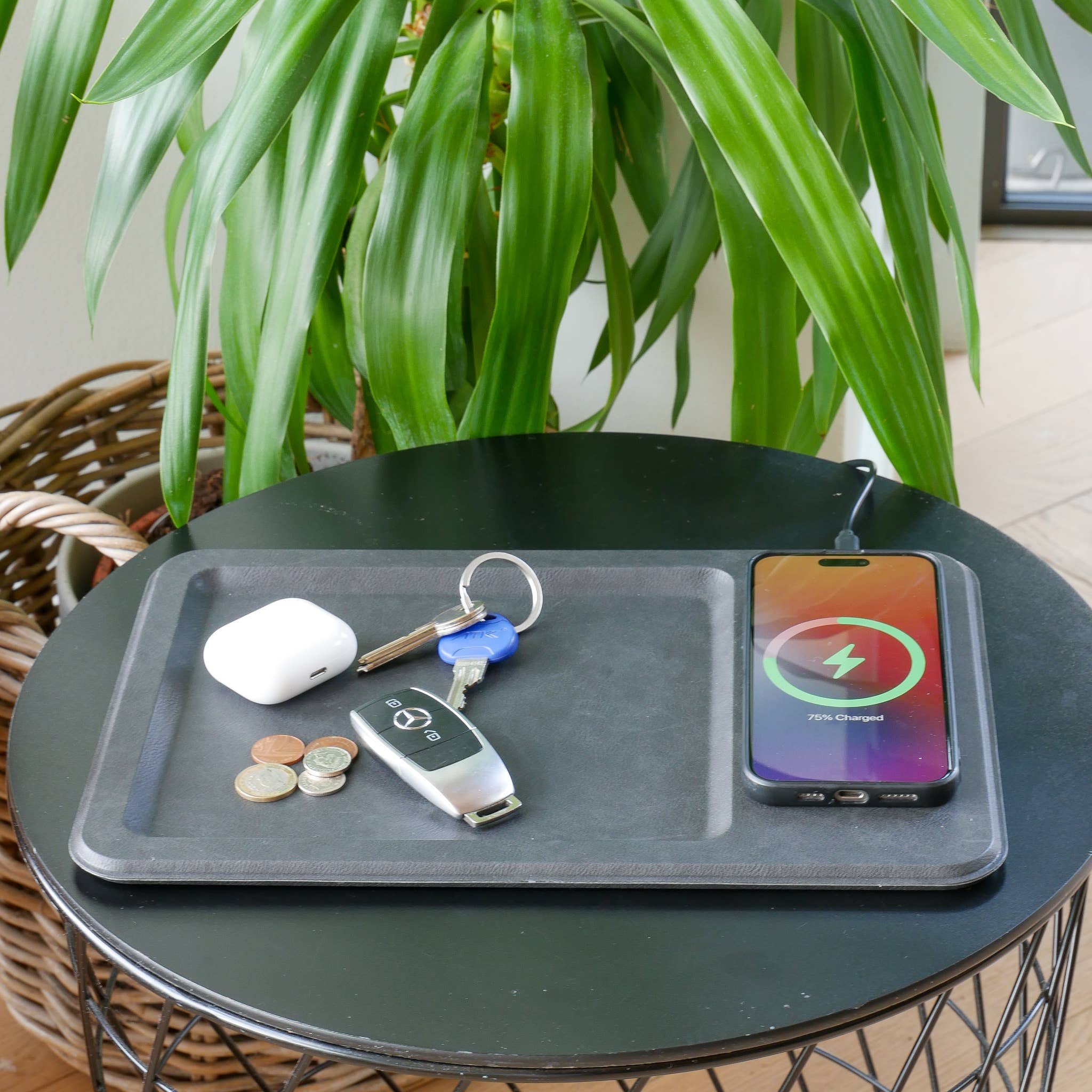 Steepletone UK Ltd - PU Leather Wireless Charging Vanity Tray: Grey