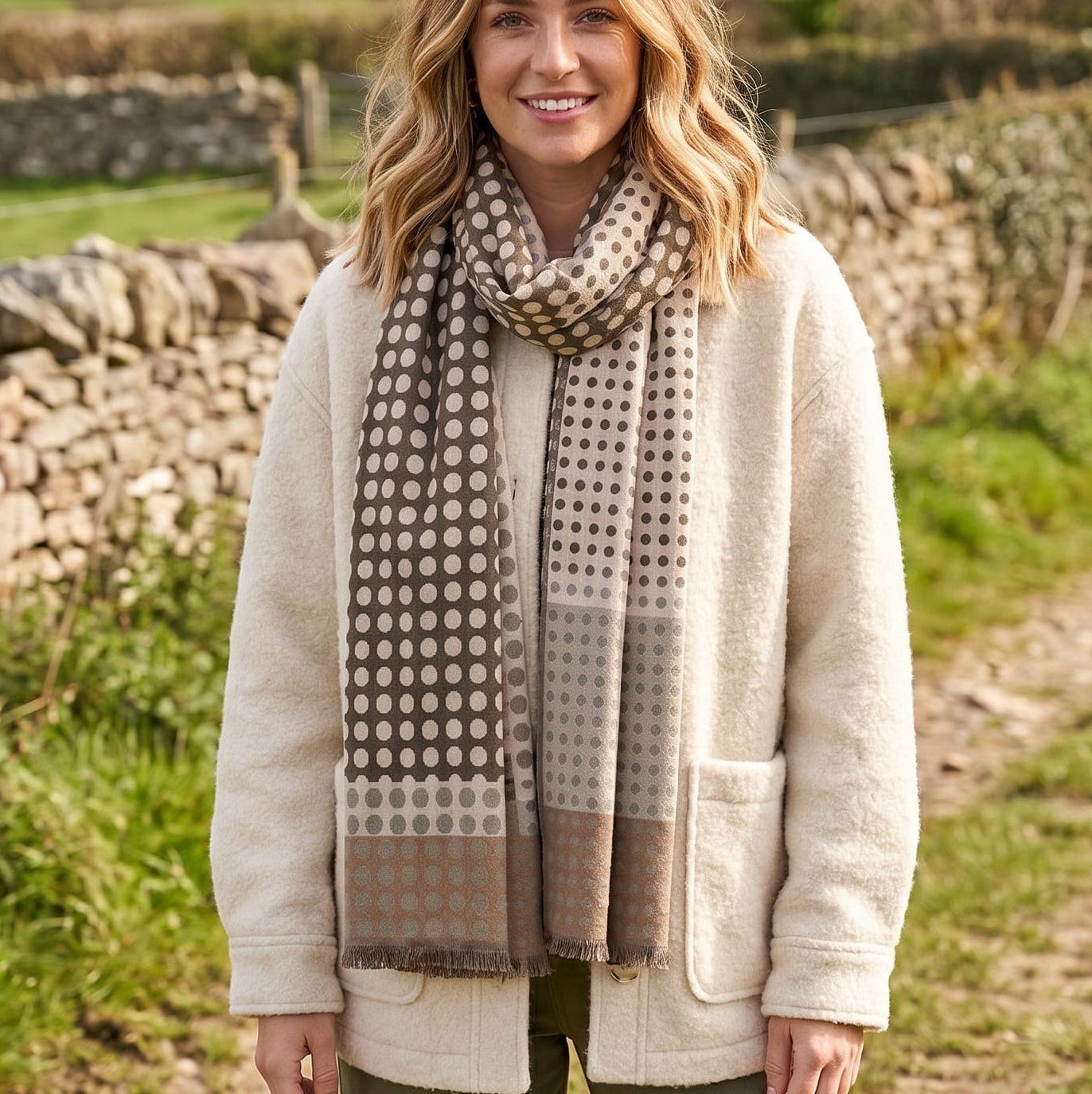 Loxley Lane Green Patterned Pashmina Multi Spot