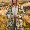 Loxley Lane Green Wrap Scarf Zebra Print with Fringed Edge