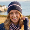 Loxley Lane Navy Beanie Hat Knitted Border Design