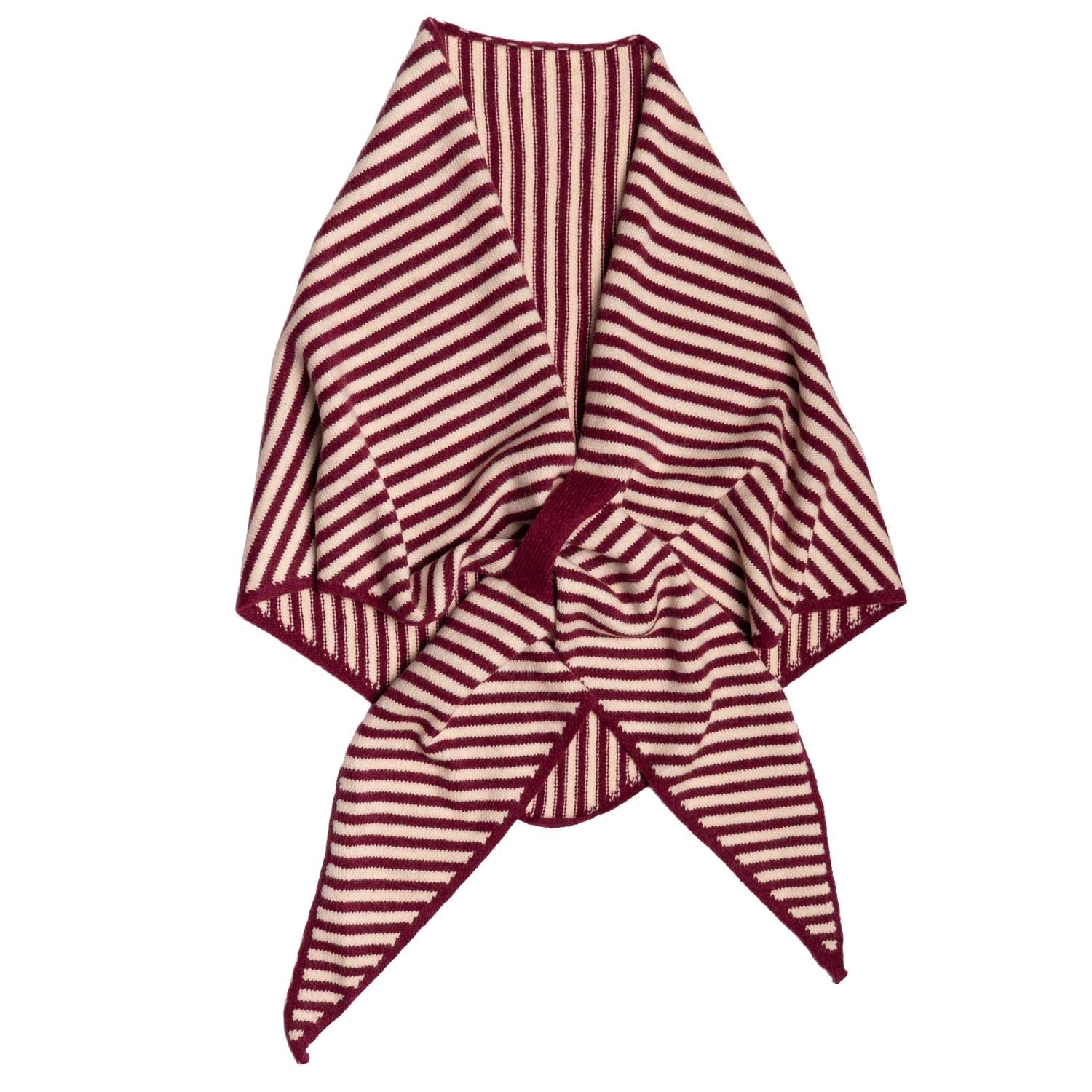 Loxley Lane Cream & Burgundy Knitted Large Triangle Stripe