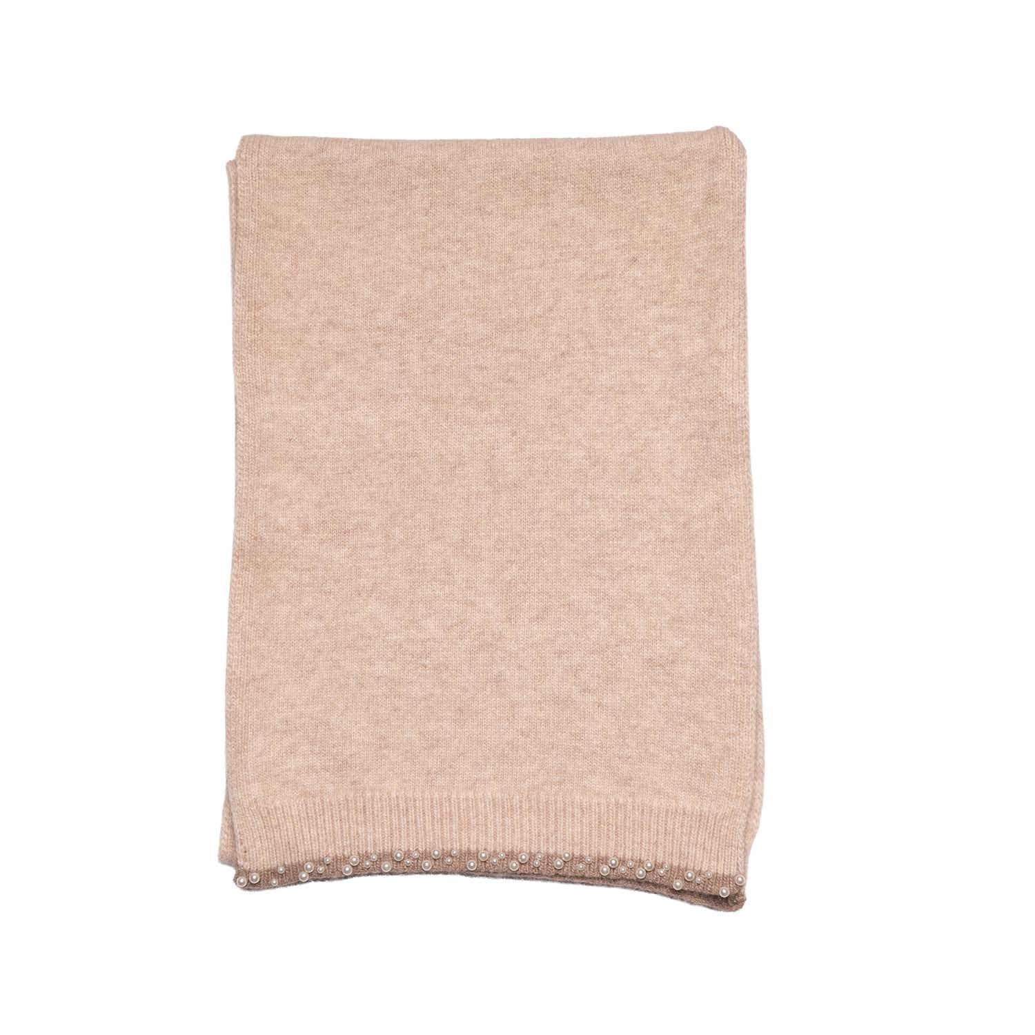 Loxley Lane Cream Luxury Knitted Scarf with Pearl Detail