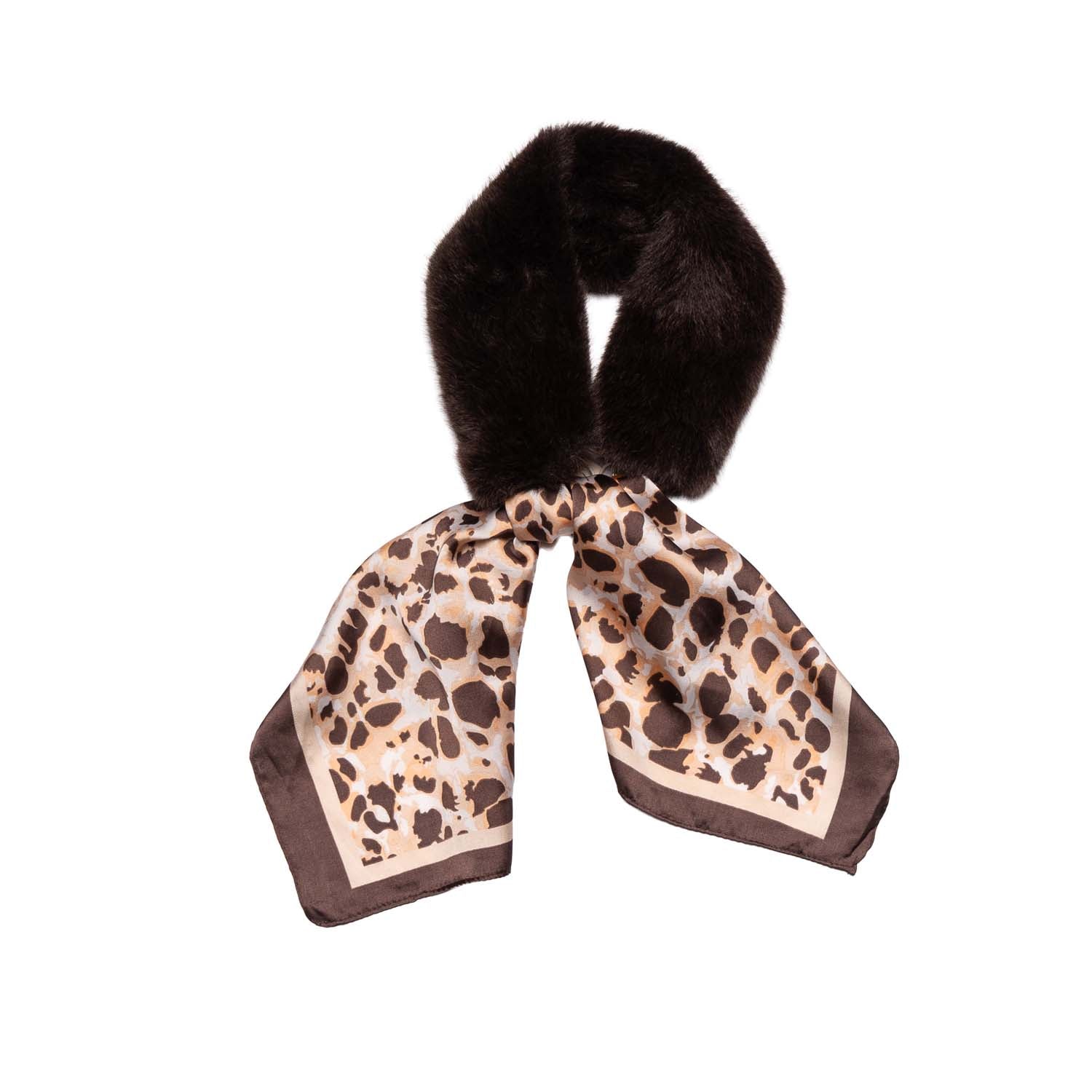 Loxley Lane Chocolate Collar Faux Fur and Animal Print