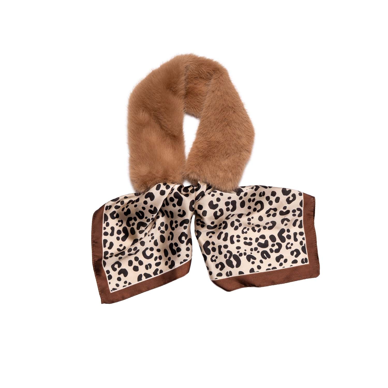 Loxley Lane Taupe Collar Faux Fur and Animal Print