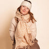 Zelly Winter Weight Scarf Animal Print Cream