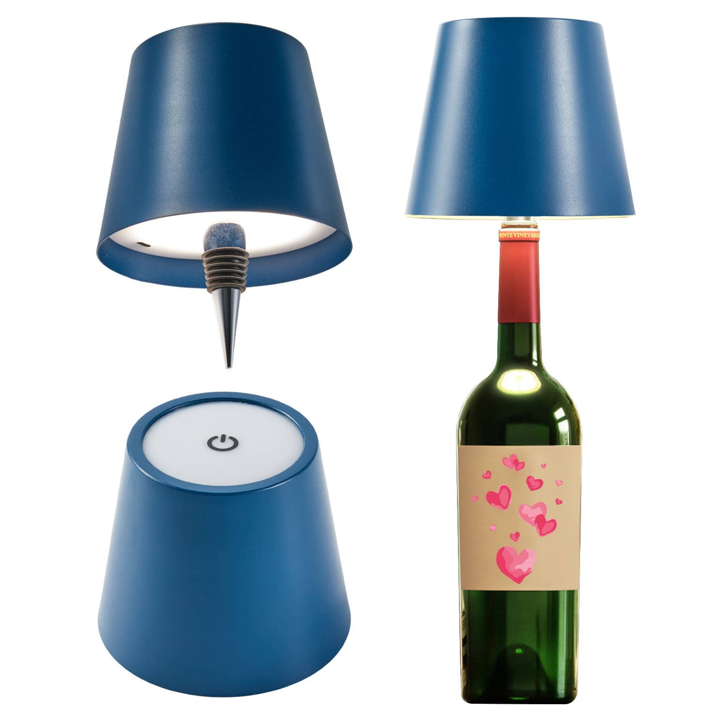 Cordless LED Table Lamp with Bottle Stopper: Cream