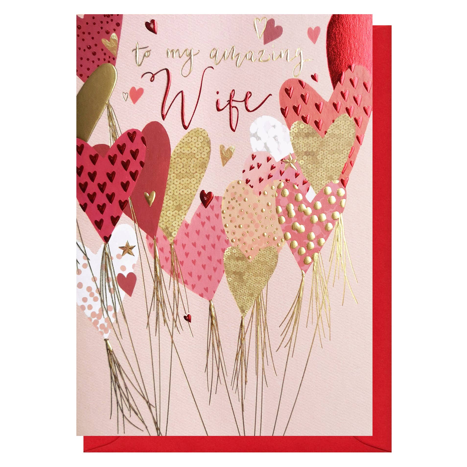 Louise Tiler - Wife Heart Balloons Card