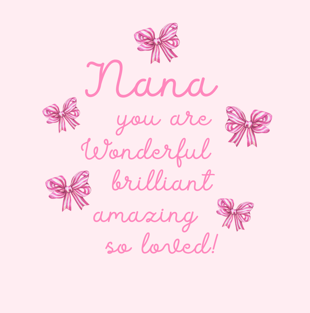 Petimo - Nana You Are Wonderful Pink Striped Bows Card