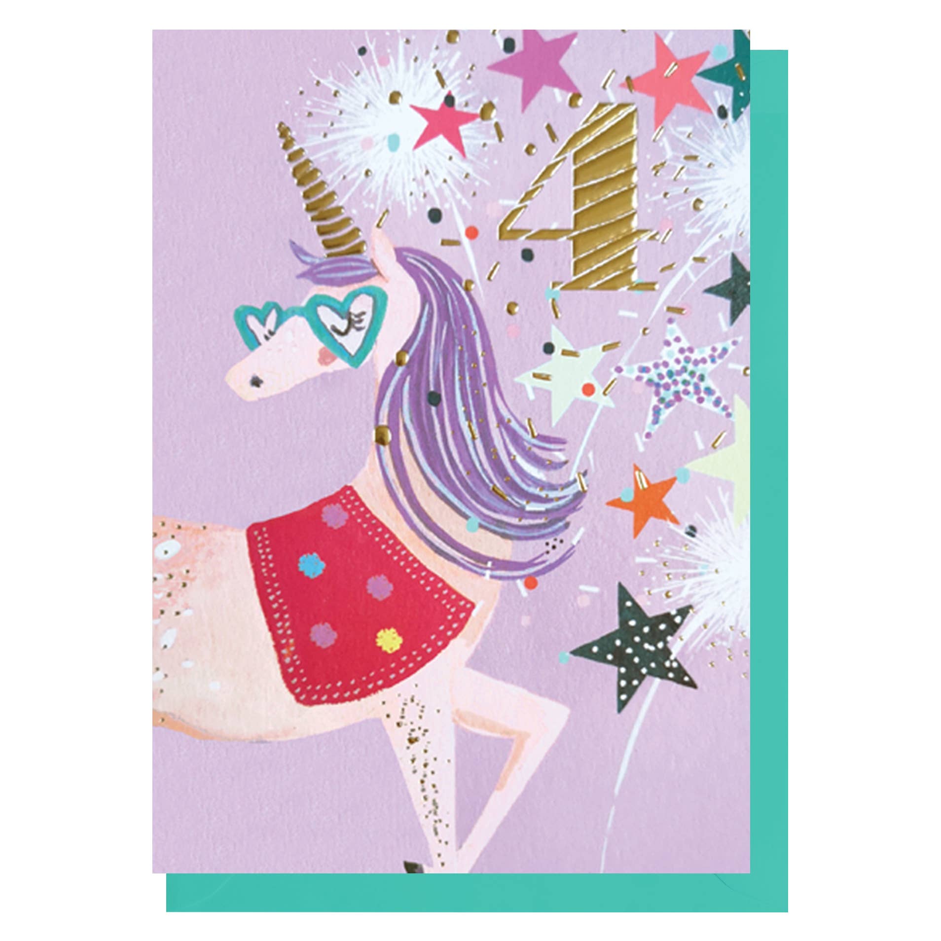 Louise Tiler - Age 4 Unicorn Birthday Card