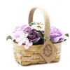 Medium Lilac Soap Flower Bouquet in Wicker Basket
