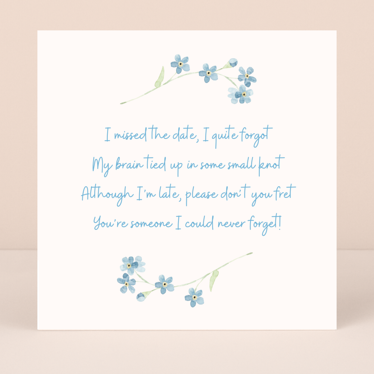 Petimo - In Clover Belated Birthday Forgot Blue Flower Card