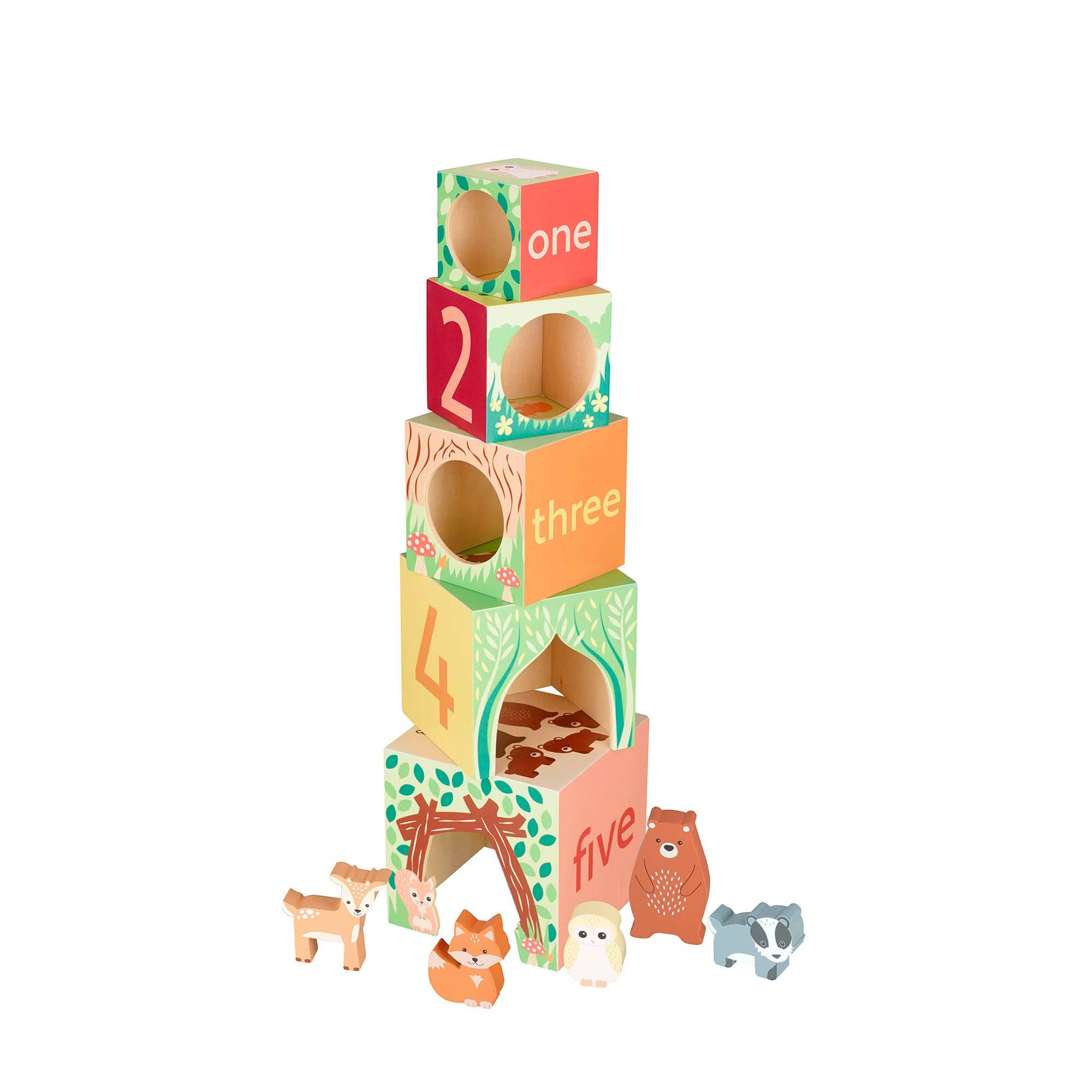 Orange Tree Toys - Woodland Wooden Stacking Cubes