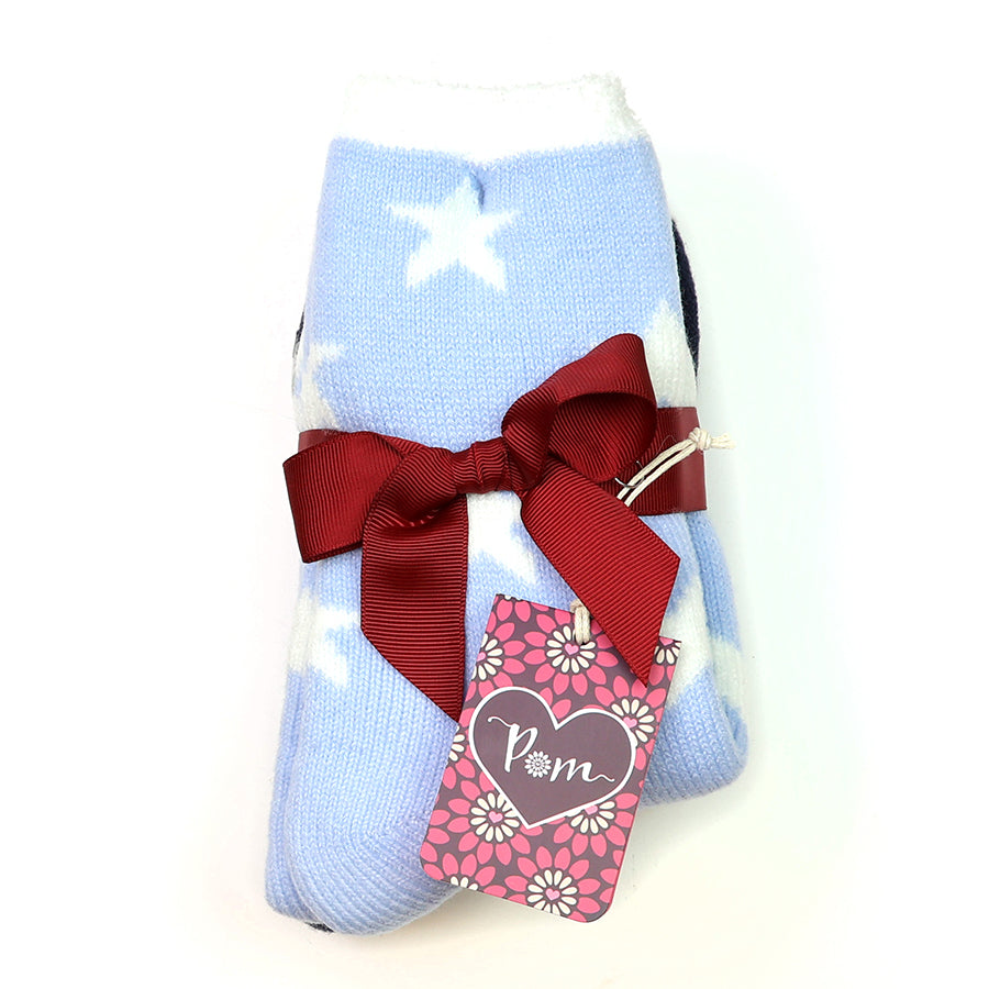 POM Navy & Baby Blue Star Socks 2 Pack