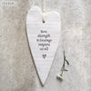 East of India Your Strength & Courage Long Hanging Heart