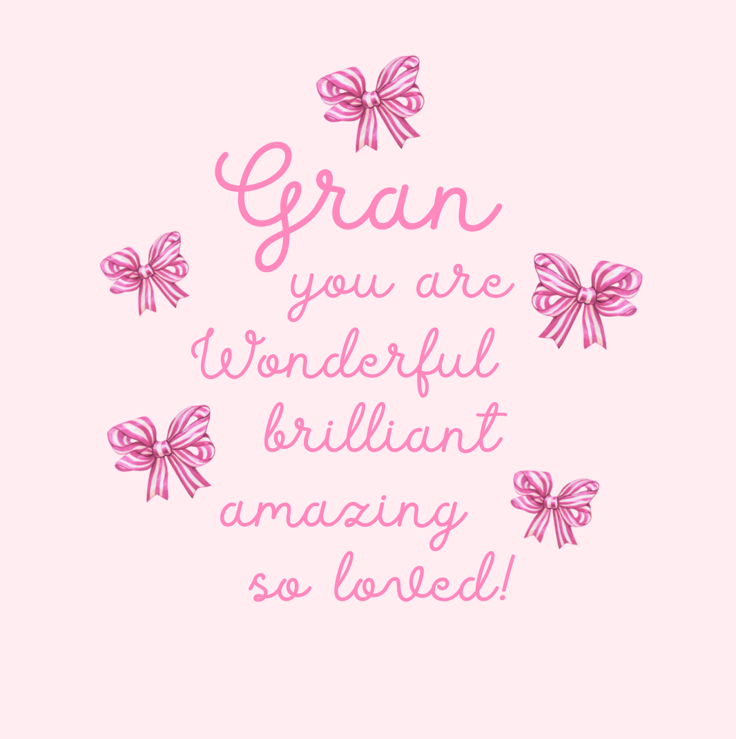 Petimo - Gran You Are Wonderful Pink Striped Bows Card