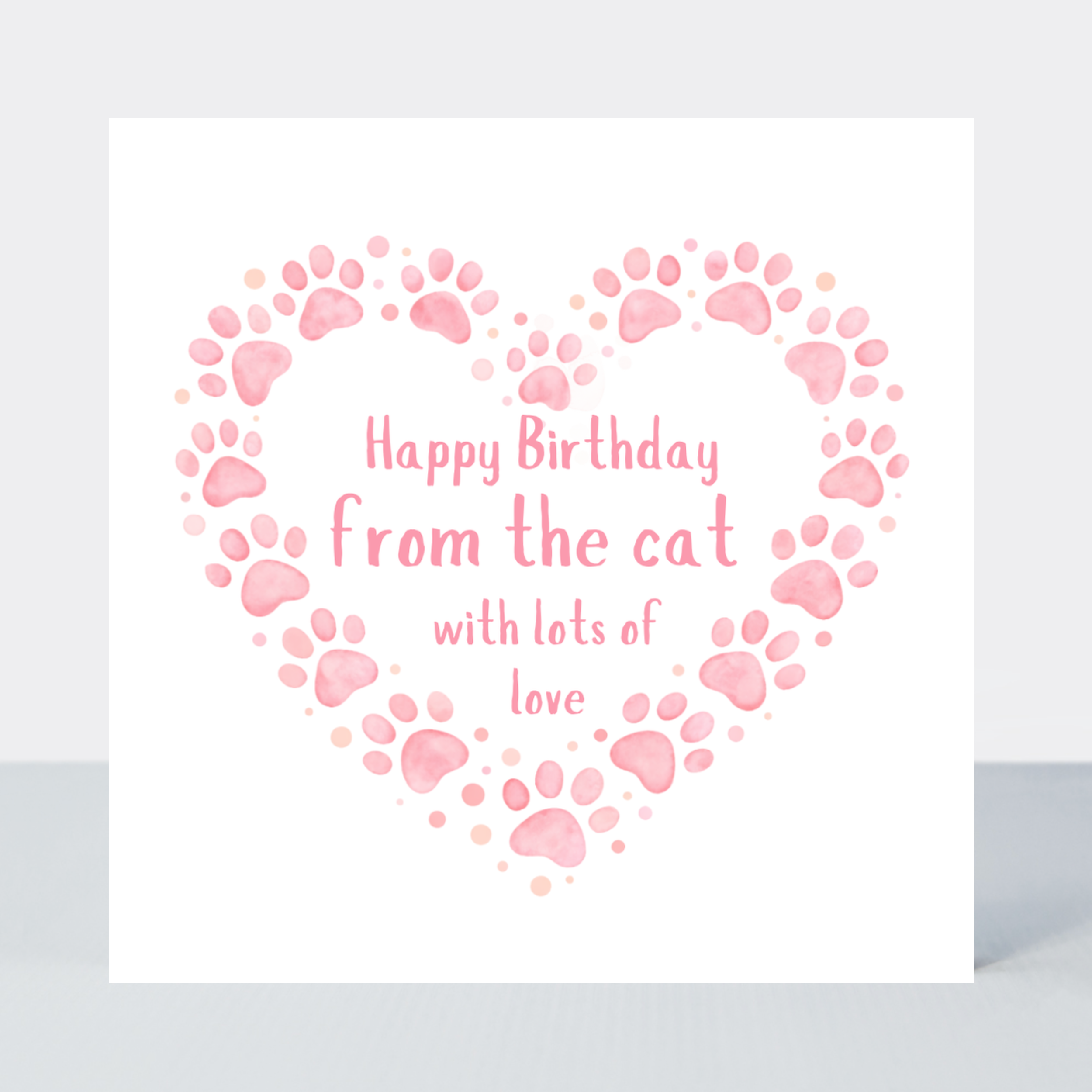 Petimo - Sweet Hearts Happy Birthday from the Cat Pink Heart Card