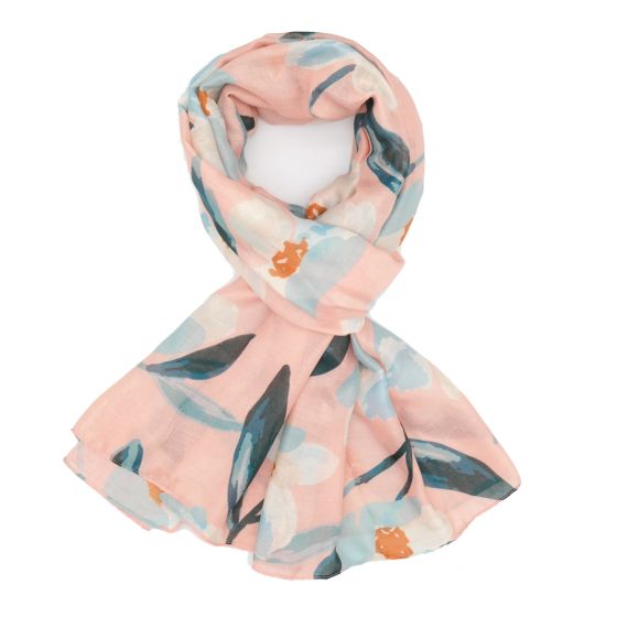 Floral Pattern Scarf - Coral