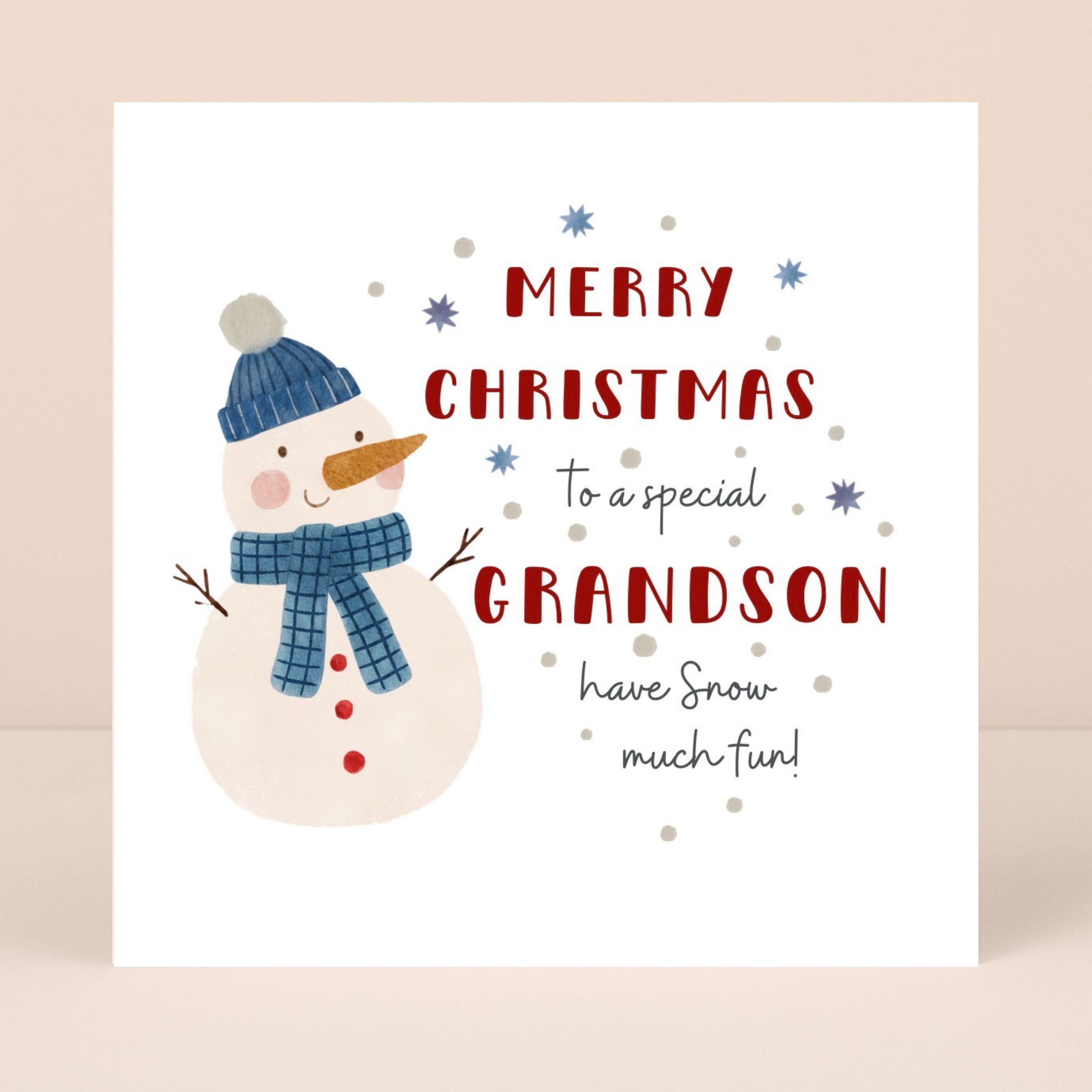 Petimo - Special Grandson Snowman Holly Jolly Christmas Card