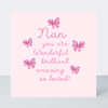 Petimo - Nan You Are Wonderful Pink Striped Bows Card