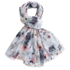 Grey Painted Flowers Scarf