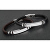 Equilibrium For Men Silver Bar Leather Bracelet