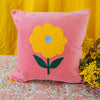 Pink Lemons Velvet Cushion Pink/Yellow